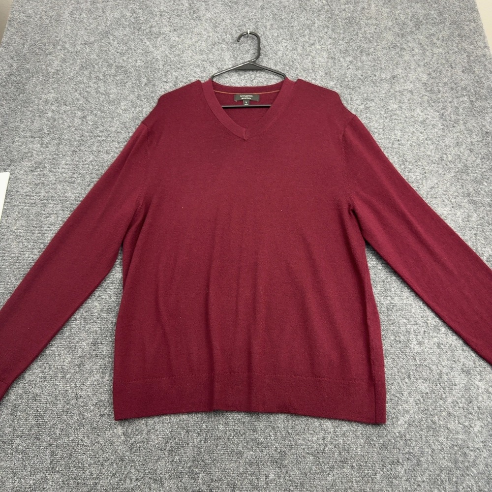 Banana Republic Sweater Mens L Burgundy Merino Wool V Neck Classic Preppy